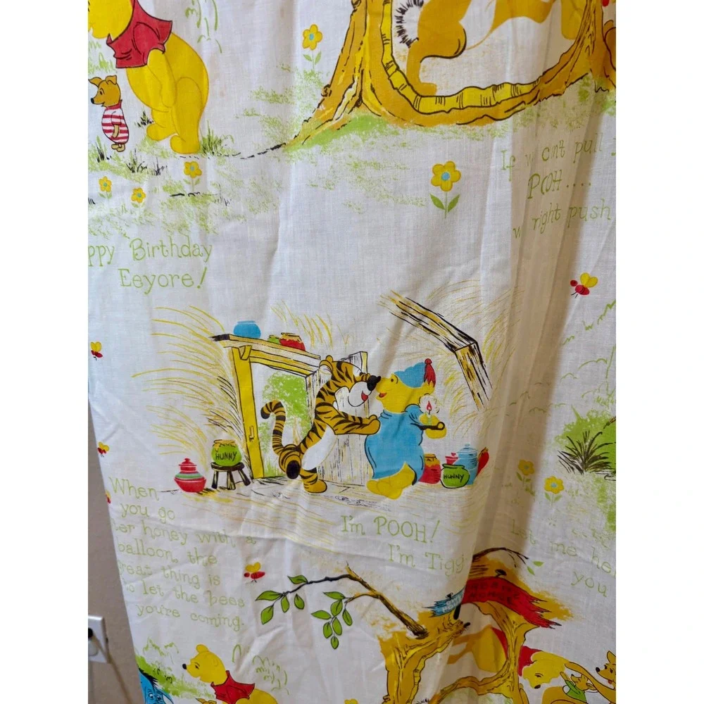 Vintage 1970s Sears Perma-Prest Winnie the Pooh Crib Sheet Disney Characters 70s